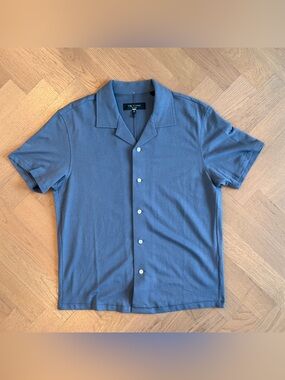 Rag & Bone Blue Camp Collar Short Sleeve Shirt XS